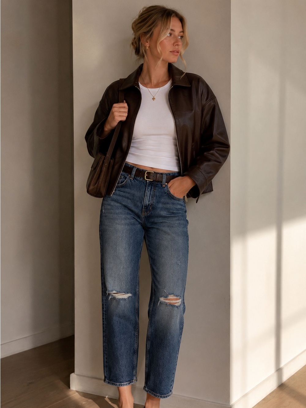 ZARA Blue Denim Jeans with Contrast Stitching